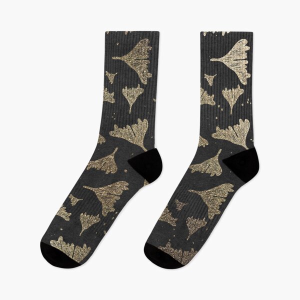 Item preview, Gold glittery gingko leaf pattern designed and sold by Shelley Gilbert.
