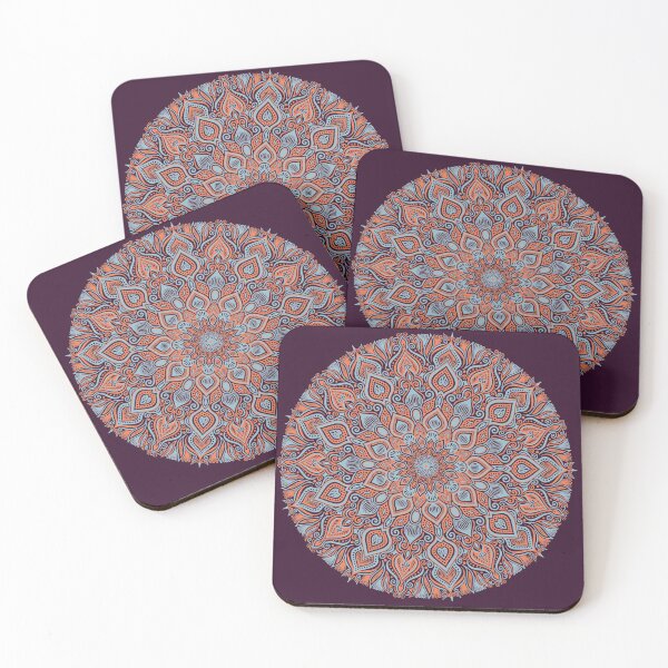 Item preview, Blue & Coral Mandala - Plum background designed and sold by Carina Kay.