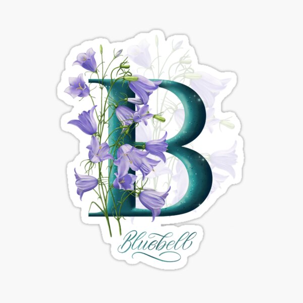 Vista previa del artículo con la obra «Letra B. Campanilla. Alfabeto de flores.», diseñado y vendido por BananiLettering.