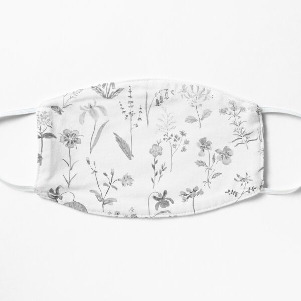  countryside wildflowers black and white Flat Mask