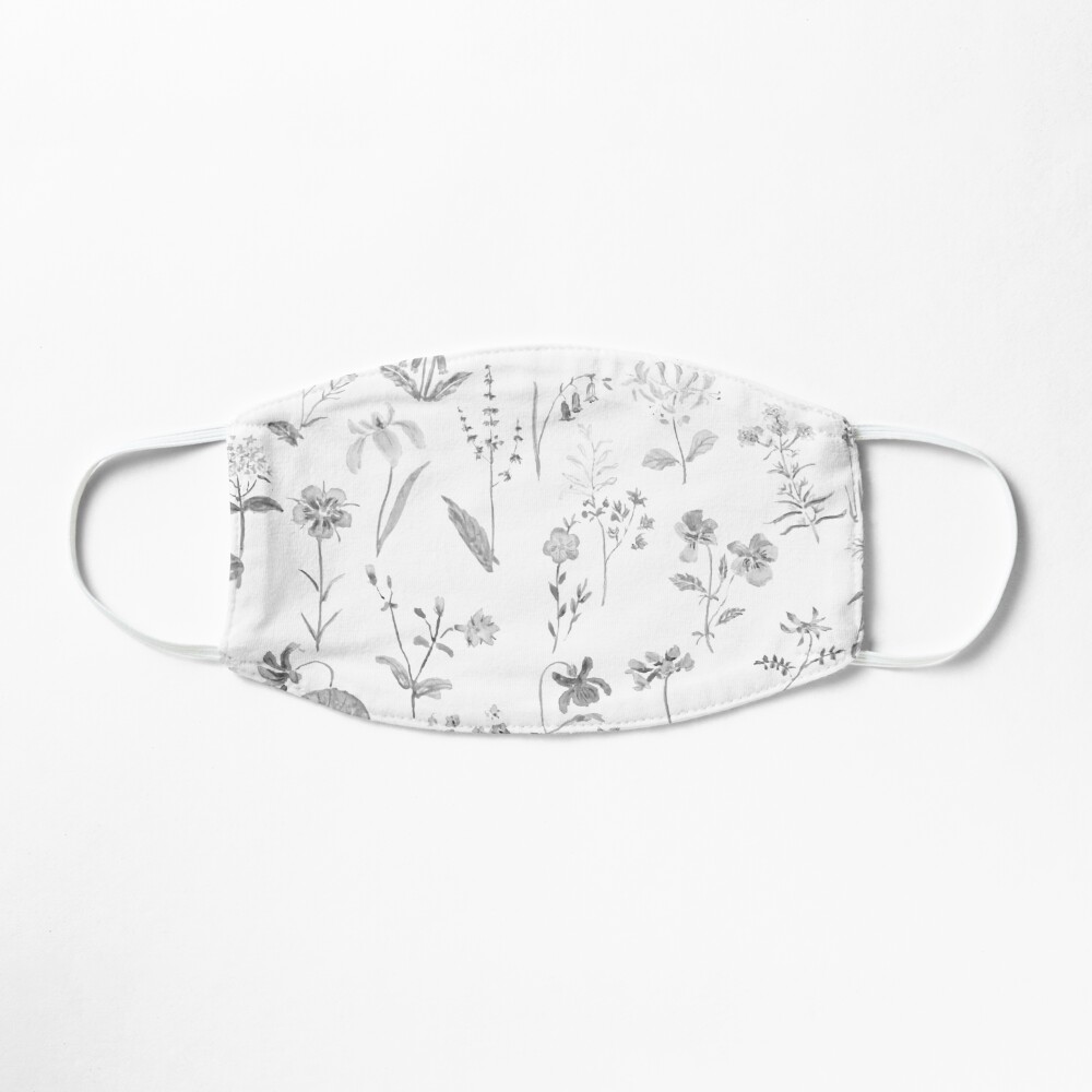 countryside wildflowers black and white Mask