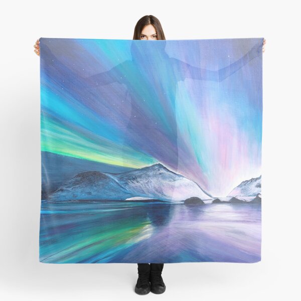 Northern Lights Acrylic painting by Linda Sholberg Scarf
