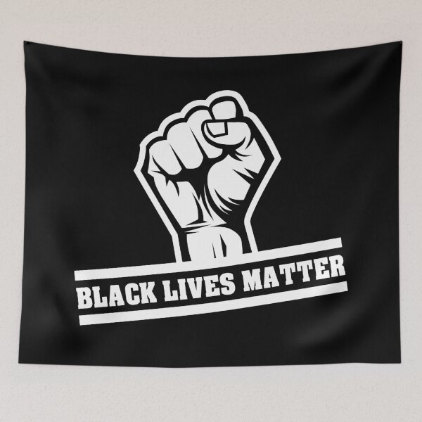 Item preview, Black lives matter fist illustration, banner for protest. Raised fist rally campaign against racial discrimination of dark skin color. Support for equal rights of black people. designed and sold by Marcin Adrian.