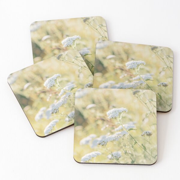 Item preview, White Yarrow Flowers and Golden Grasses Glowing in Sunshine designed and sold by Amy Mitchell.