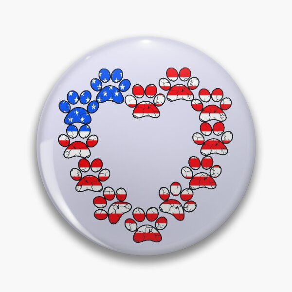 Item preview, USA Flag Cat Dog Paw Prints Hollow Heart Animal Lover  designed and sold by pcreations.