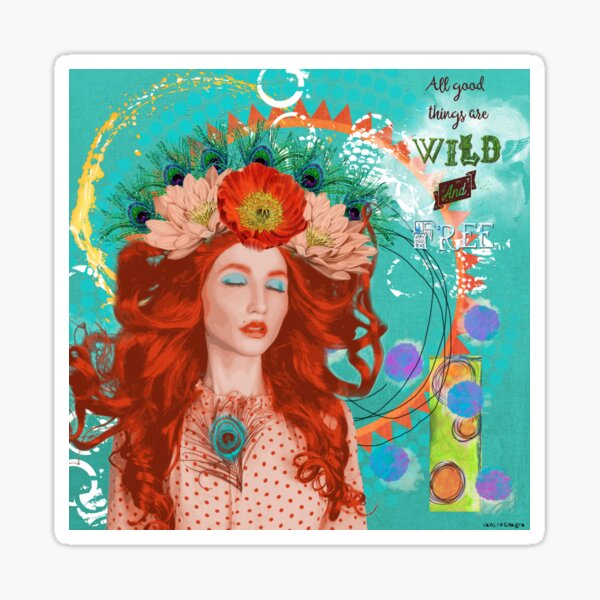 Wild and Free Digital Collage Sticker