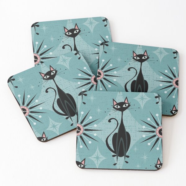 Item preview, Mid Century Cat and Clocks - Blue designed and sold by studioxtine.