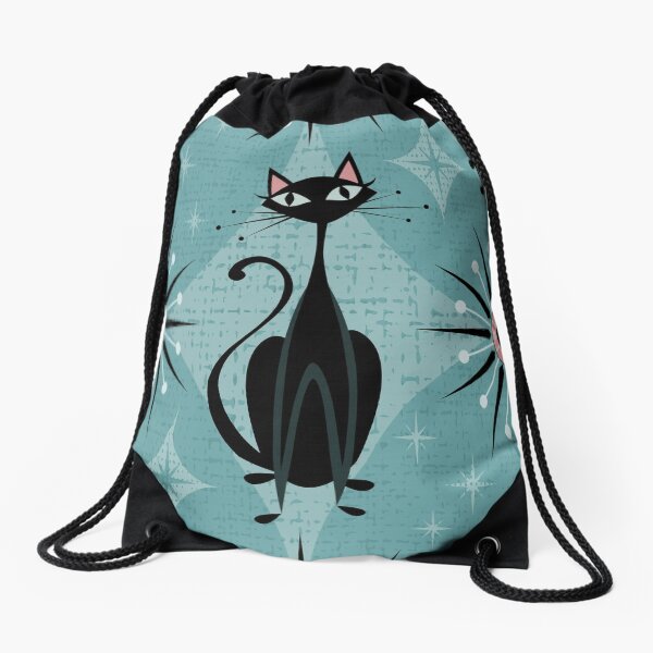 Aperçu de l'œuvre Chat et horloges du milieu du siècle - Bleu créée et vendue par studioxtine.