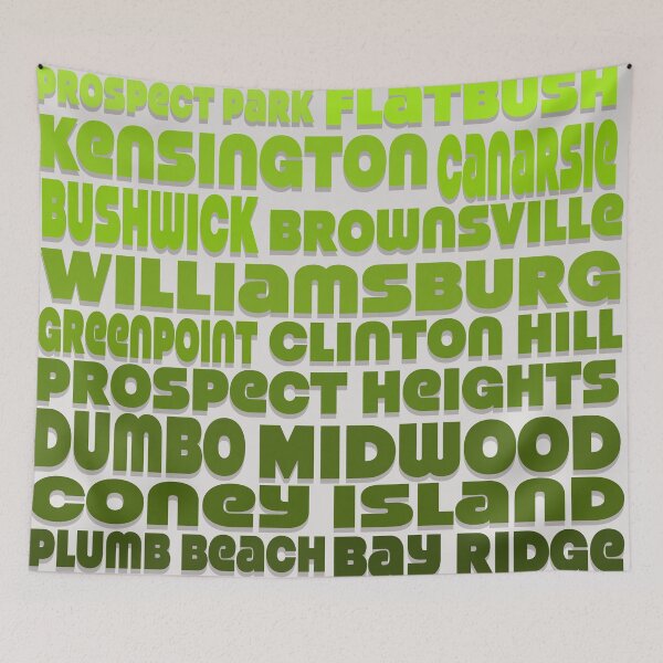 Item preview, Neighborhoods of Brooklyn Chartreuse Ombre Lettering designed and sold by SignLanguageArt.