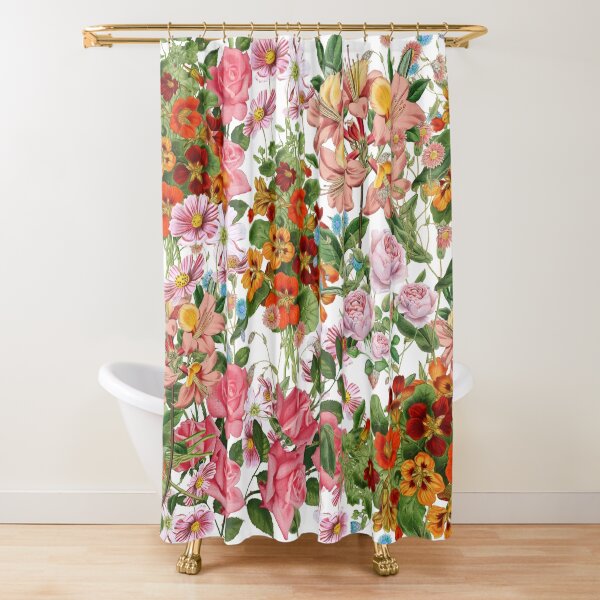 Floral pattern on white background Shower Curtain
