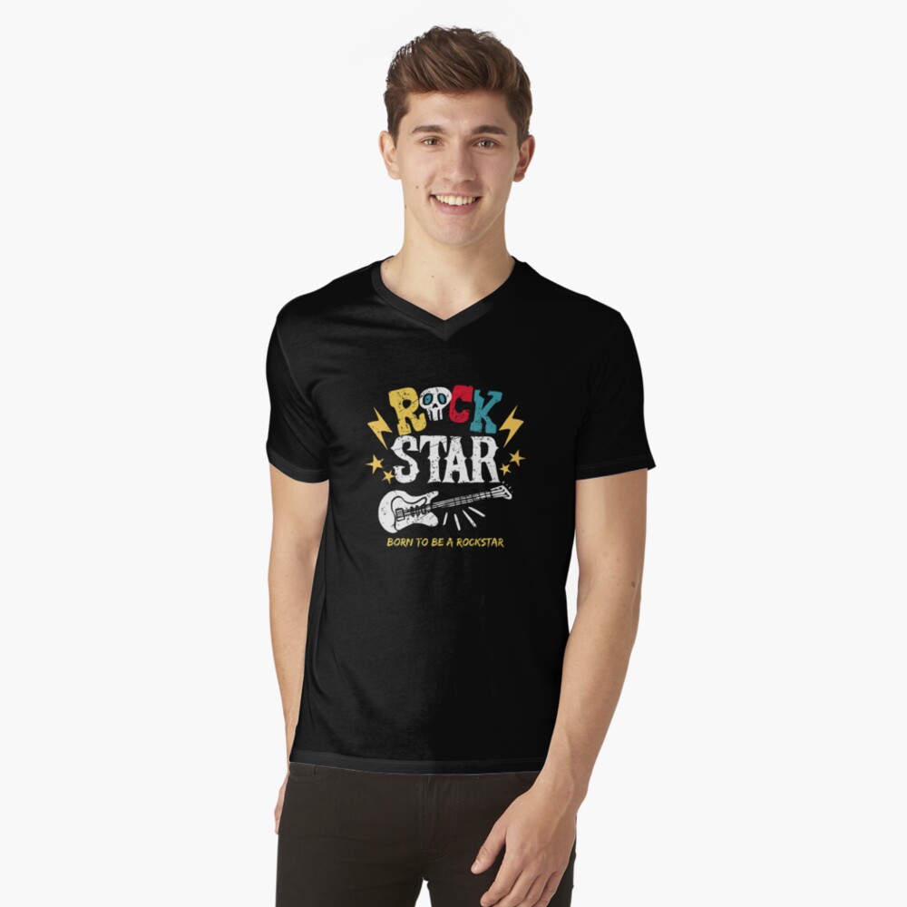 Mens White T-shirt Born To Be a Rock Star MD873 – RB Design Store