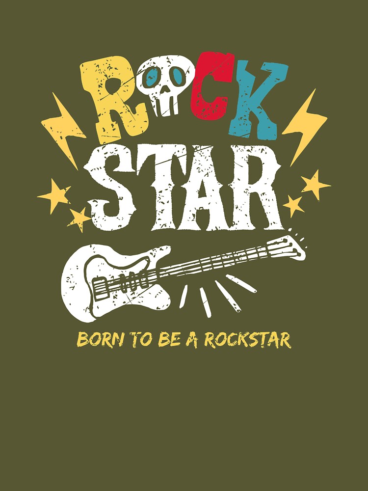 Mens White T-shirt Born To Be a Rock Star MD873 – RB Design Store