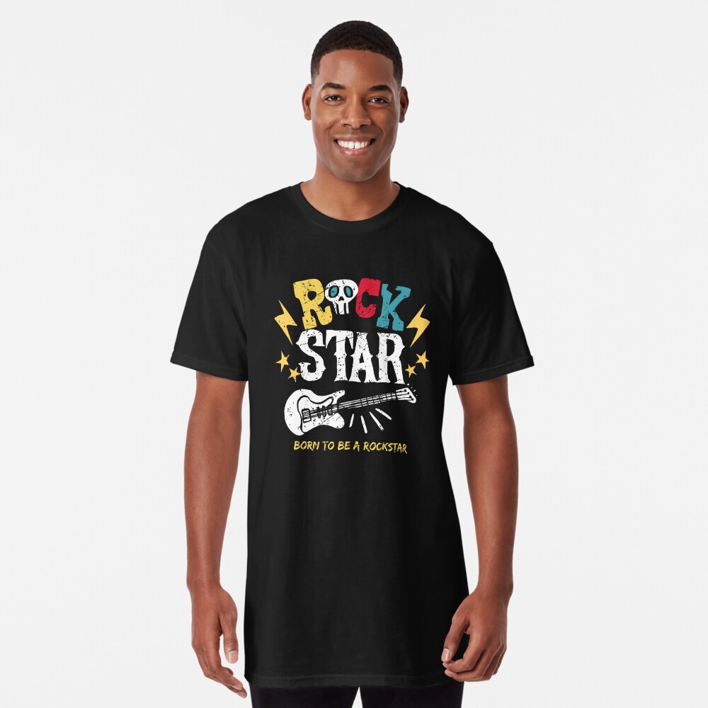 Mens White T-shirt Born To Be a Rock Star MD873 – RB Design Store