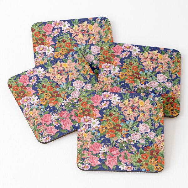 Item preview, Floral pattern on  dark blue background  designed and sold by MariaMarinova.