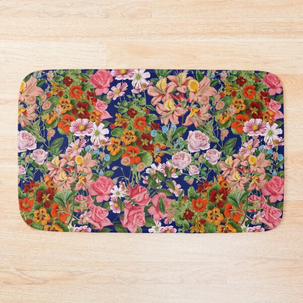 Item preview, Floral pattern on  dark blue background  designed and sold by MariaMarinova.