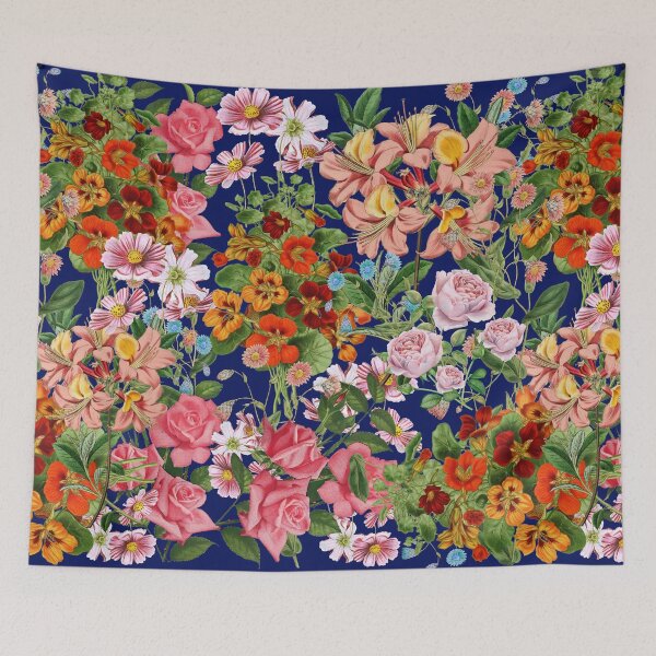 Item preview, Floral pattern on  dark blue background  designed and sold by MariaMarinova.