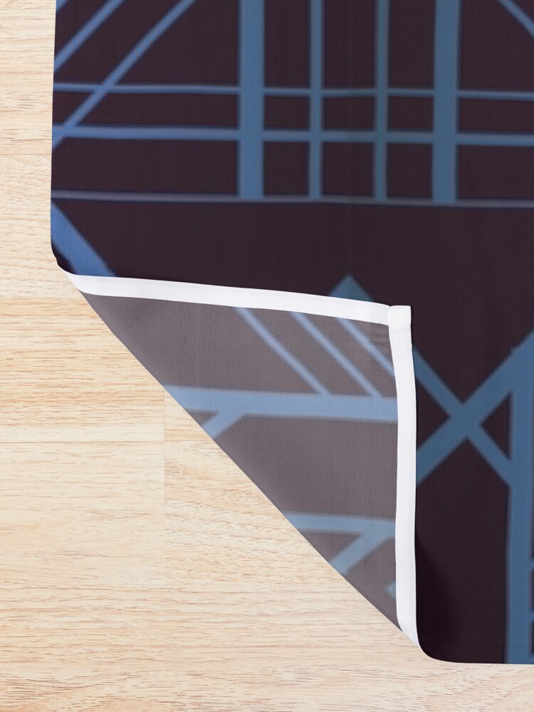 Alternate view of Geometric Deco in Blue Shower Curtain