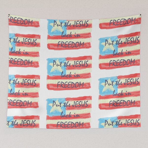 Item preview, Put the Jesus Back in Freedom American Flag Logo, WTF Word Art, Single and Repeating Pattern designed and sold by Nicolette Olivier.