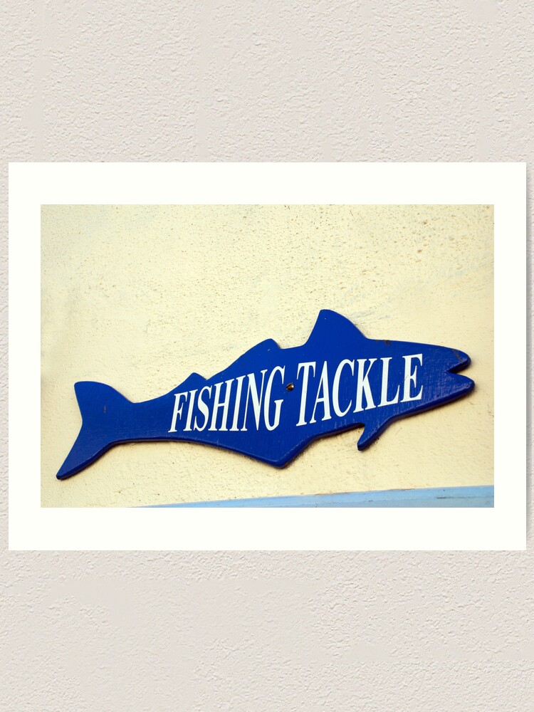 Fishing tackle shop sign in Salcombe, Devon, UK Art Print for Sale by  silverportpics
