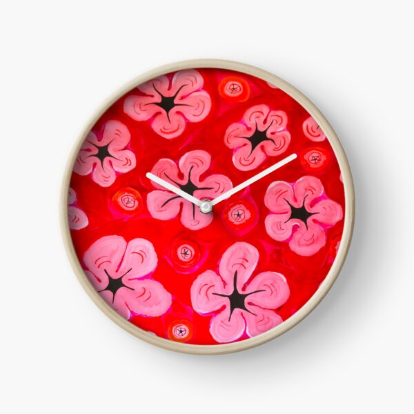 Pink Hibiscus Clock