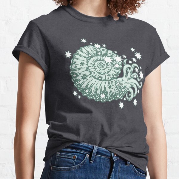 The Starry Ammonite | Aquamarine Palette | Cosmic Prehistoric Life Classic T-Shirt