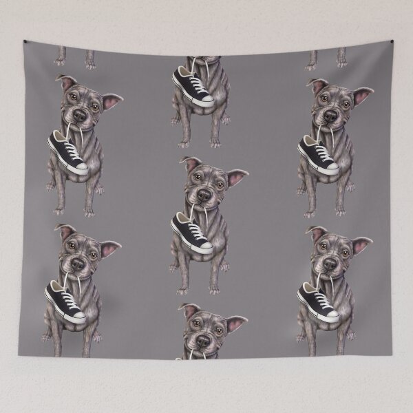 Item preview, Happy Grey Dog with Shoe designed and sold by Mehu.