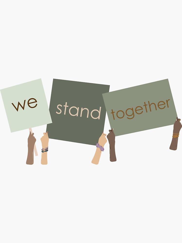 Imagen 3 de 3, Pegatina con la obra Gráfico de protesta "Nos mantenemos unidos" - PROCEDIMIENTOS DONADOS, diseñada y vendida por calliewelsh.