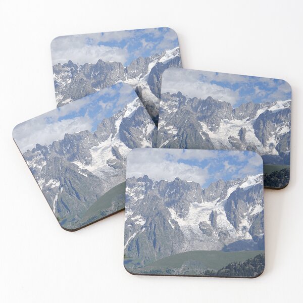 Item preview, Snowy Mountain Peaks Green Meadows Alpine Landscape designed and sold by Anna Lemos.