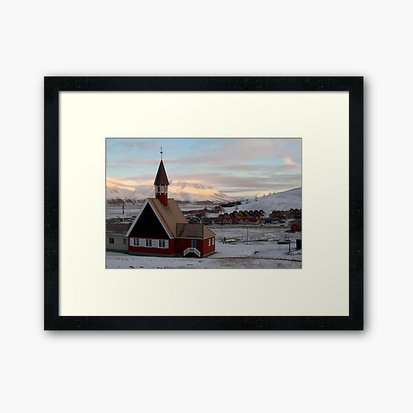 Svalbard Church in Sunset Framed Art Print