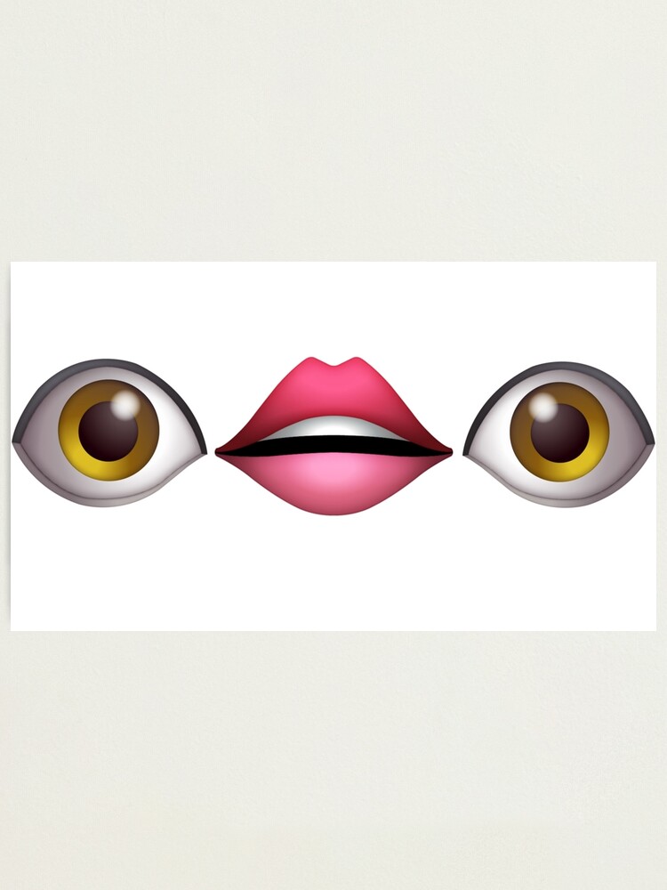 "eye lips eye emoji man meme face" Photographic Print by TorpedoBubble