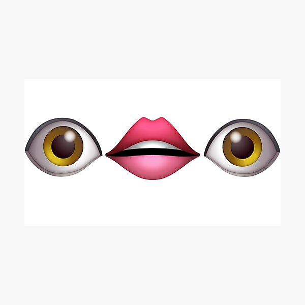 "eye lips eye emoji man meme face" Photographic Print by TorpedoBubble