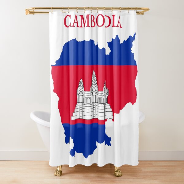 Cambodia Map Flag Shower Curtain