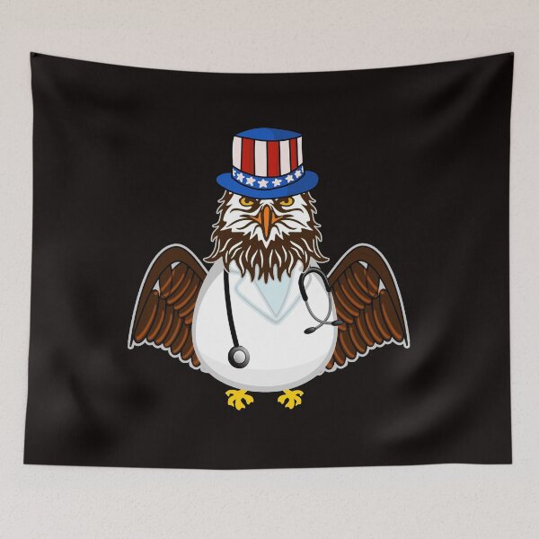 Item preview, Eagle Doctor Nurse With Stethoscope Medical Scrub Top Lab Coat USA American Flag Top Hat designed and sold by pcreations.