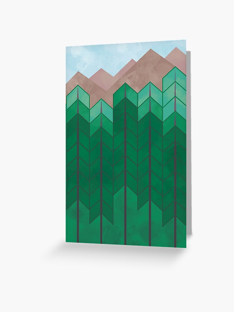 Art Deco Forest Landscape Greeting Card By Lbosticdesigns Redbubble