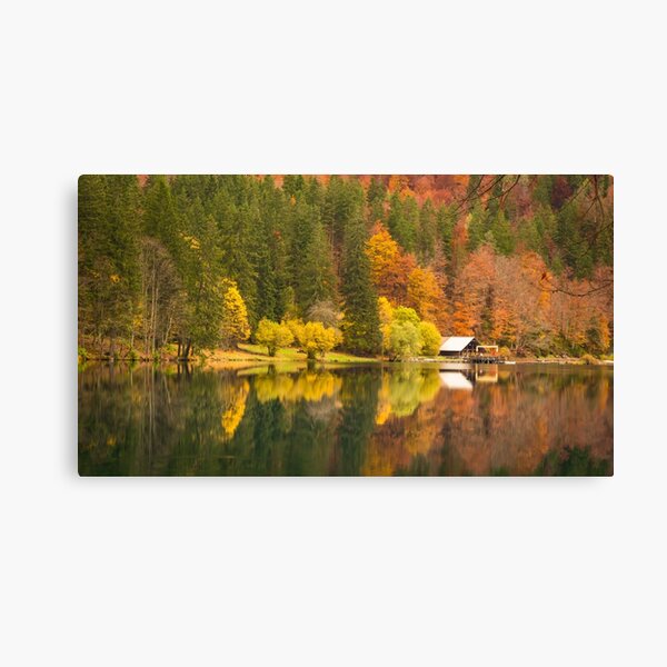 lake of fusine in an moody autumn morning Canvas Print