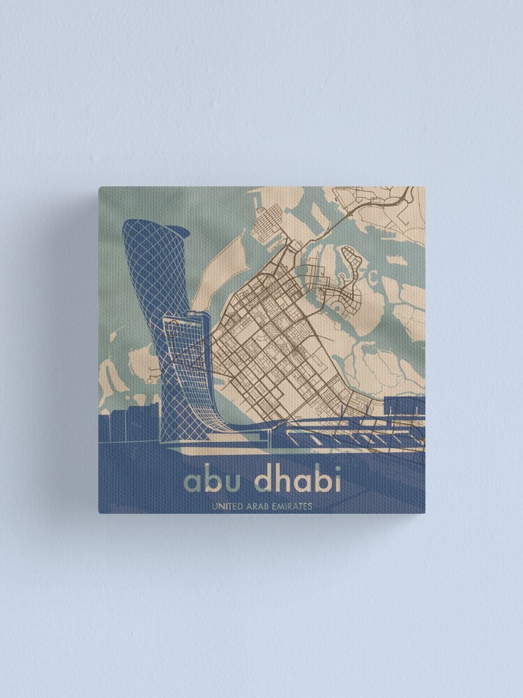 "Map + Silhouette Abu Dhabi" Canvas Print by CPTVDesign Redbubble