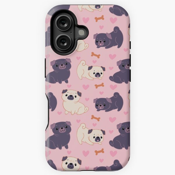 Vista previa del artículo con la obra «Love Pugs Pattern», diseñado y vendido por Eliza Fortney.
