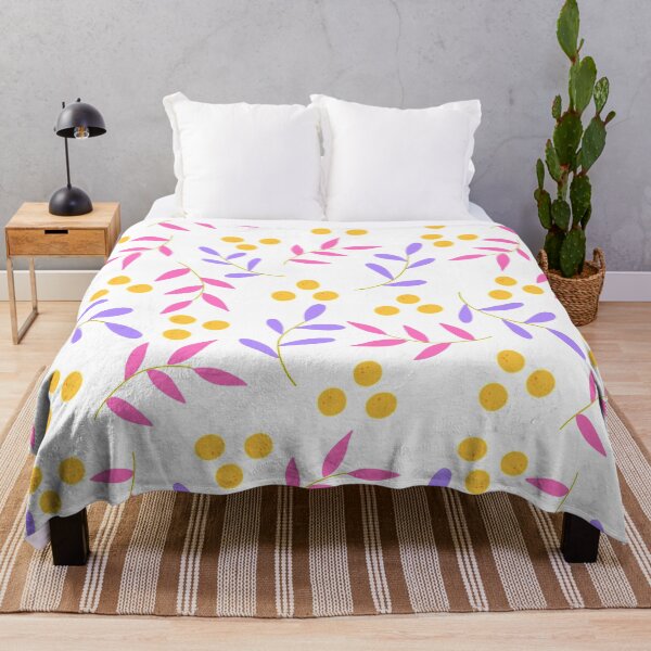 Item preview, Abstract Spring / Summer Florals with Lemons / Oranges Pink & Purple with - white background   designed and sold by Breece.