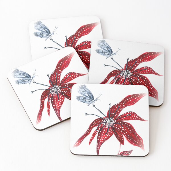 Item preview, Red Flower With Butterfly designed and sold by samantharedfern.
