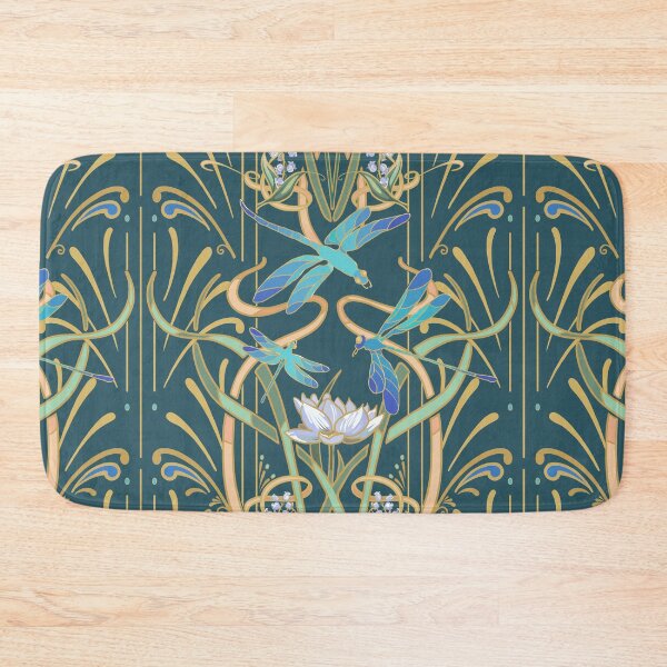 Item preview, Art Nouveau Dragonflies Pattern | Deep Cool Green designed and sold by L Diane Johnson.