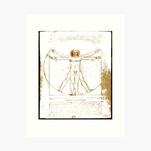 Vitruvian man, Naked man waving his arms and legs #NakedMan #LeonardodaVinci #VitruvianMan #Vitruvian Art Print