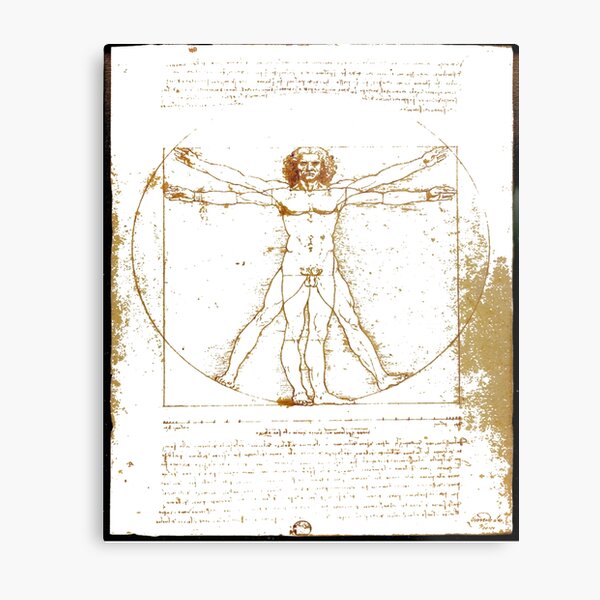 Vitruvian man, Naked man waving his arms and legs #NakedMan #LeonardodaVinci #VitruvianMan #Vitruvian Metal Print