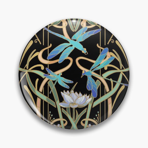 Item preview, Art Nouveau Dragonflies Pattern | Black designed and sold by L Diane Johnson.
