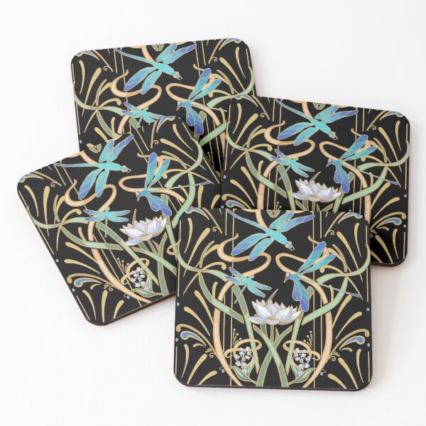 Item preview, Art Nouveau Dragonflies Pattern | Black designed and sold by L Diane Johnson.