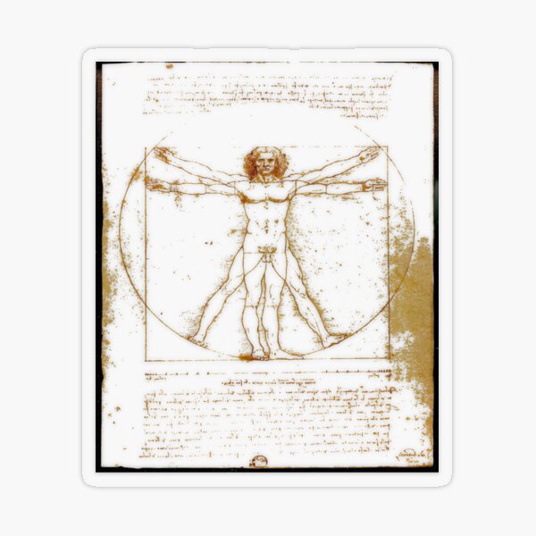 Vitruvian man, Naked man waving his arms and legs #NakedMan #LeonardodaVinci #VitruvianMan #Vitruvian Transparent Sticker