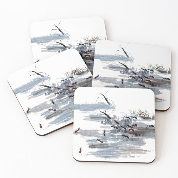 Item preview, Chinese ink painting - ants chasing grasshoppers ink painting designed and sold by Kallandra.