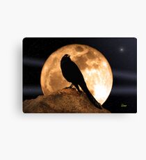 Crow In The Moon Canvas Print
