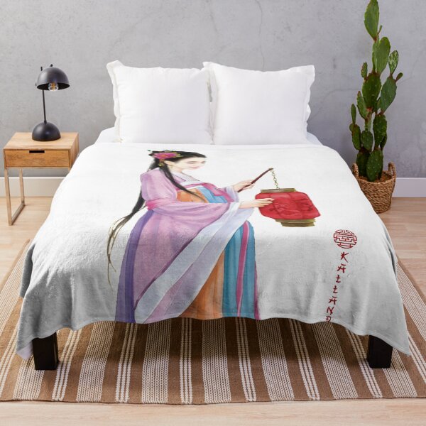 Item preview, China art print - portrait of young Chinese lady Chinese woman with lantern designed and sold by Kallandra.