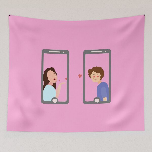 Item preview, Girl sending love to boy with pout face via phone designed and sold by Roy Store.