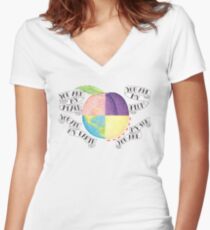 Peach Women's Fitted V-Neck T-Shirt